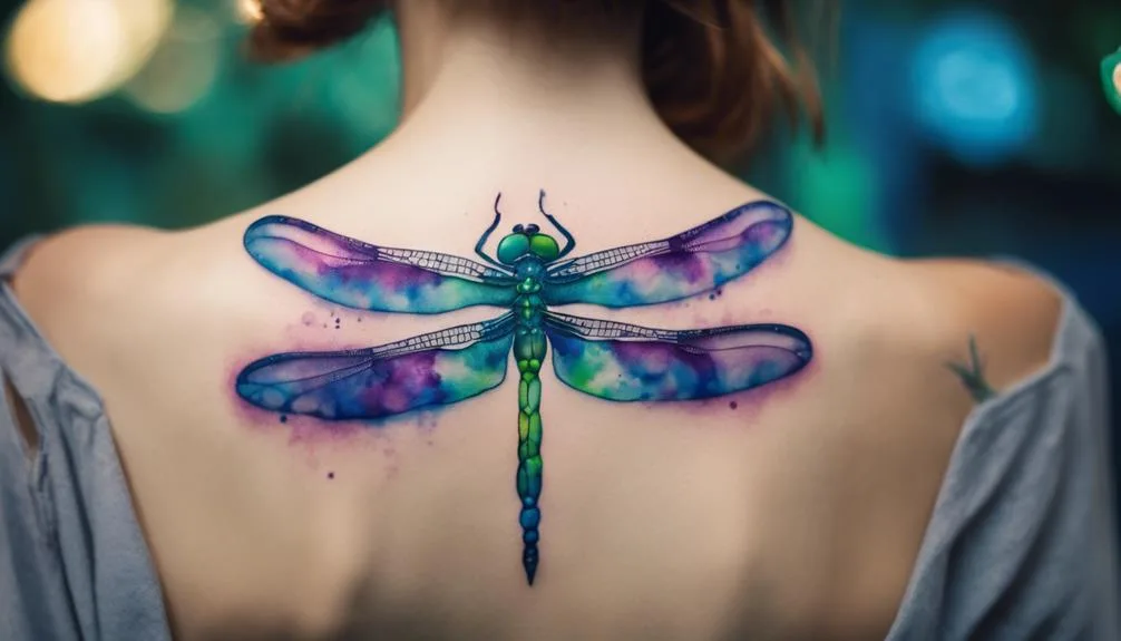 beautiful aquatic dragonfly tattoo