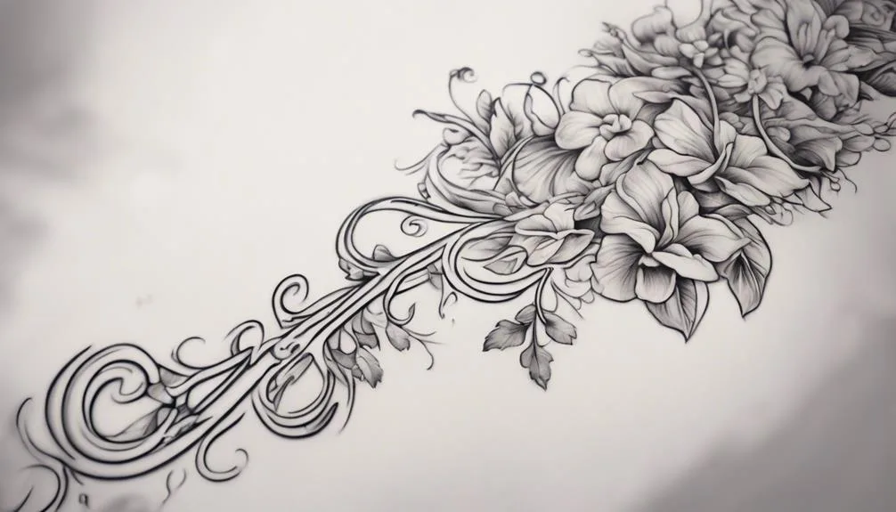 floral leg tattoo art