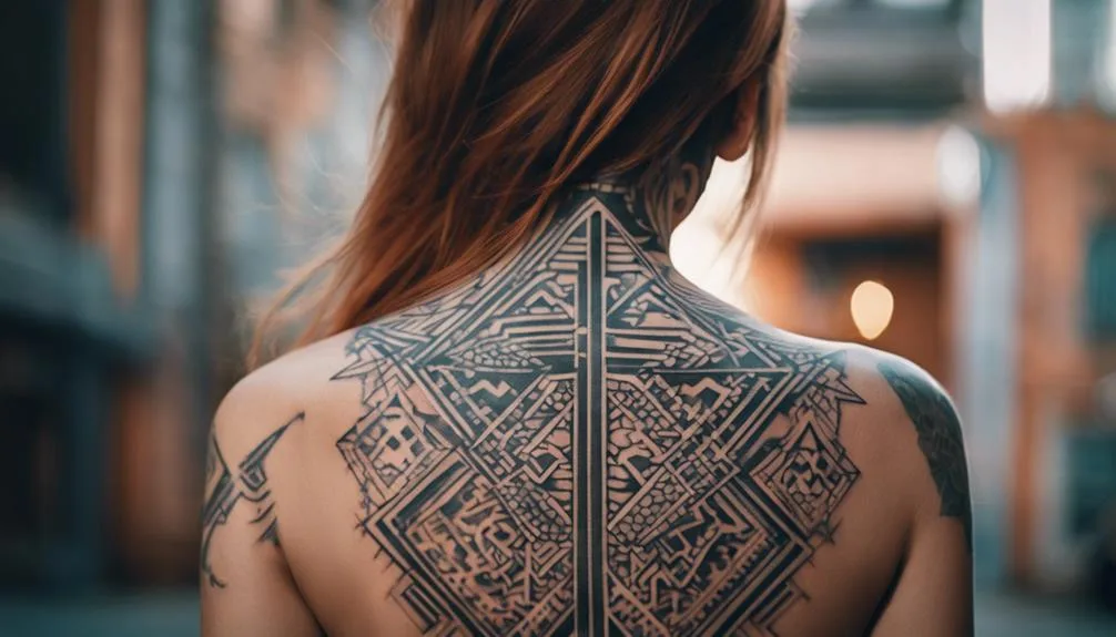 geometric back tattoo design