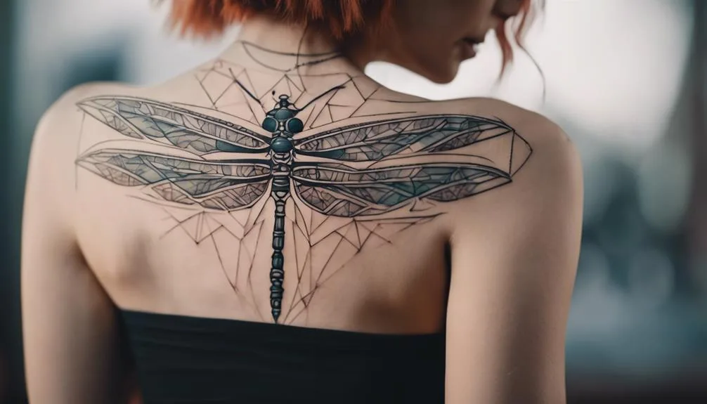 geometric dragonfly tattoo art
