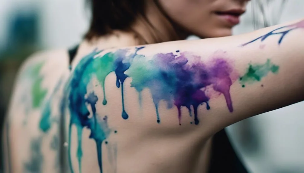 watercolor tattoo on shoulder