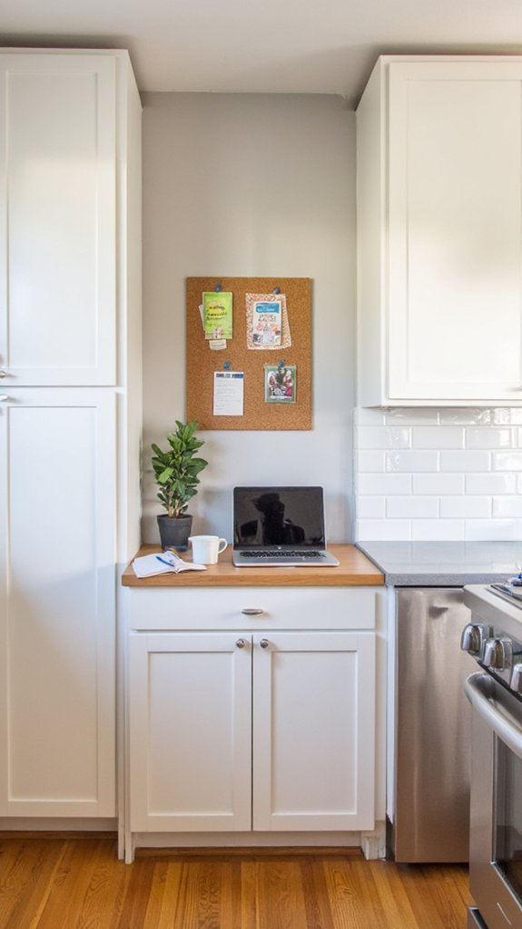 clutter free kitchen desk organization