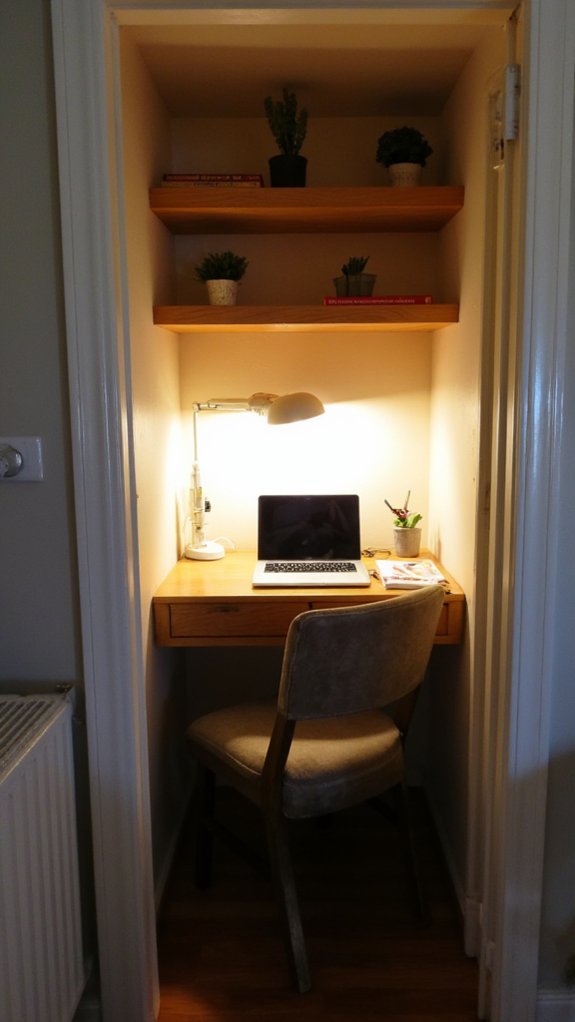 cozy workspace with lighting