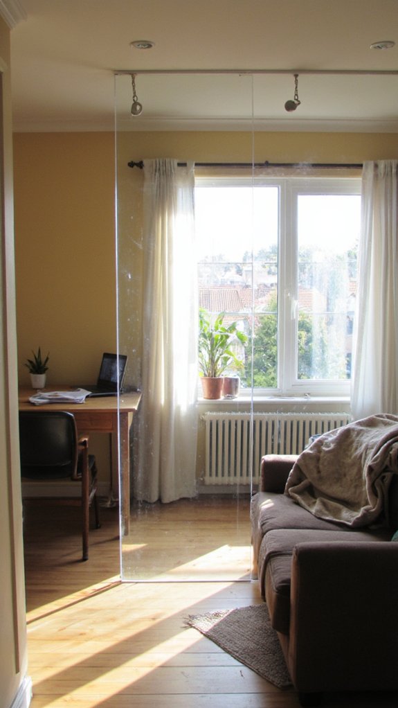 sleek acrylic screens enhance workspace