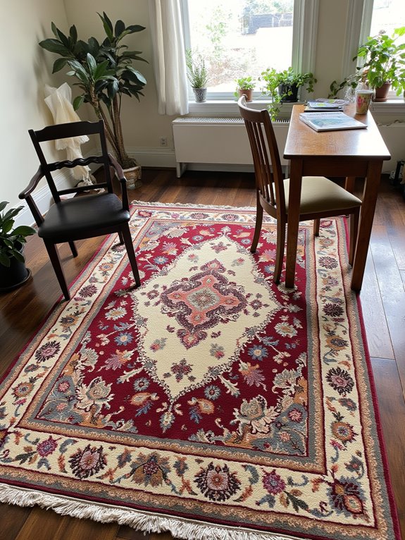 cozy rug enhances workspace aesthetics