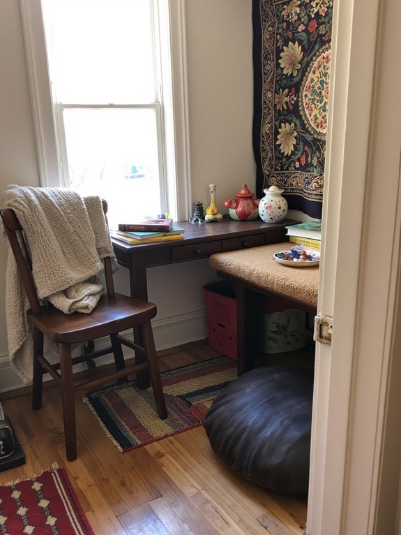 cozy textiles enhance workspace