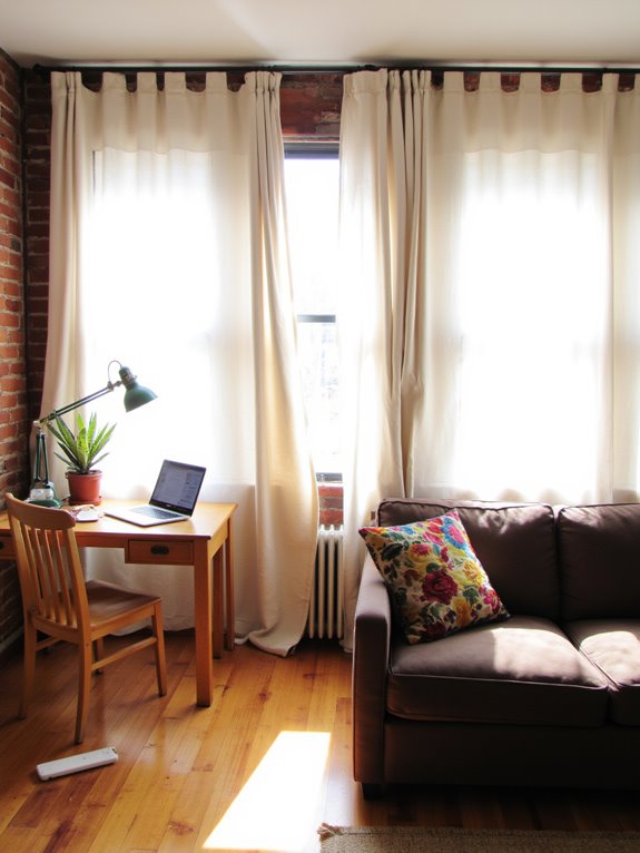 flexible workspace with curtains