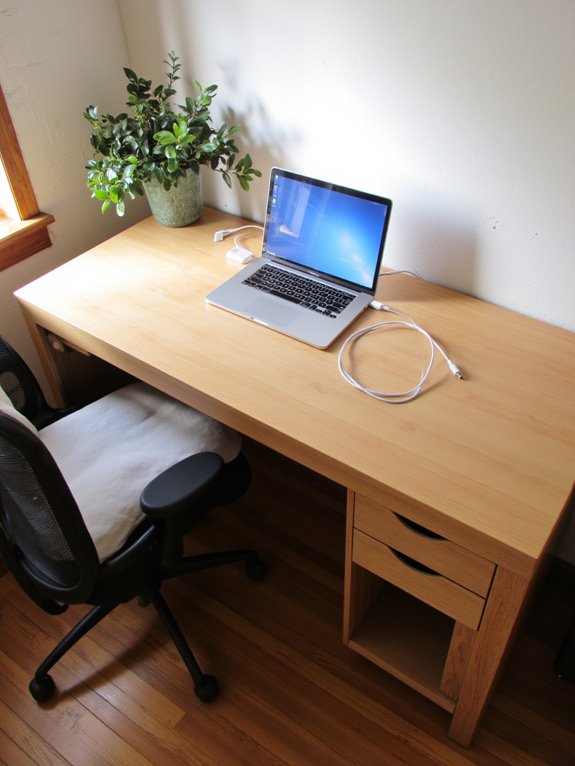 organized workspace with cables