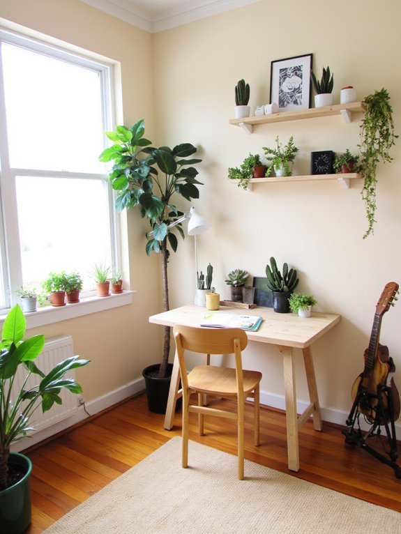 minimalist office plant integration