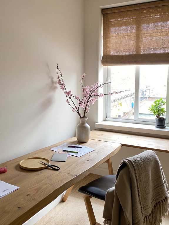 organized serene workspace principles