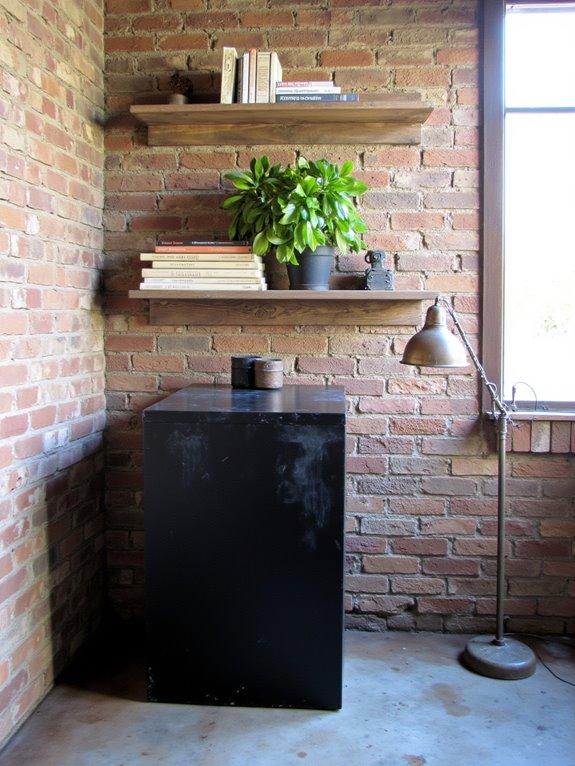 organized workspace with shelving