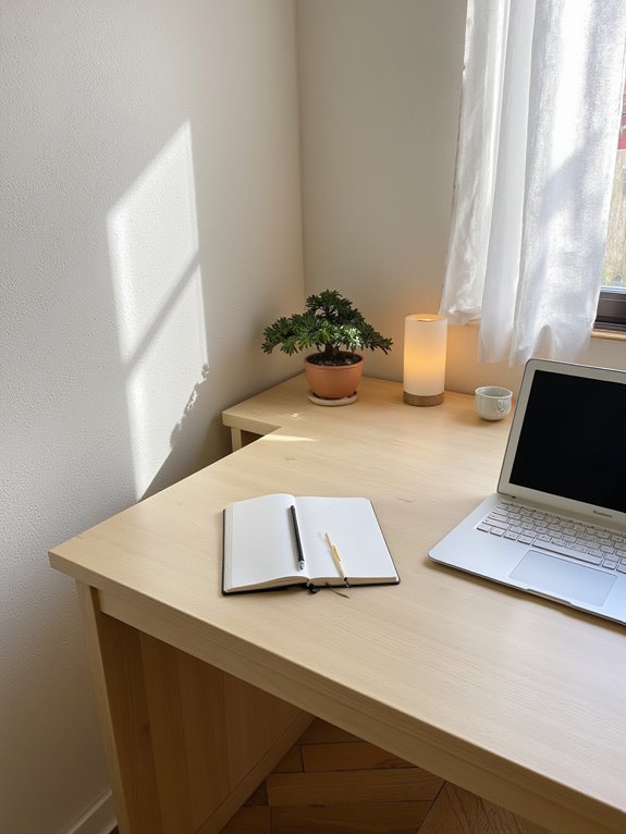 zen inspired scandinavian desk